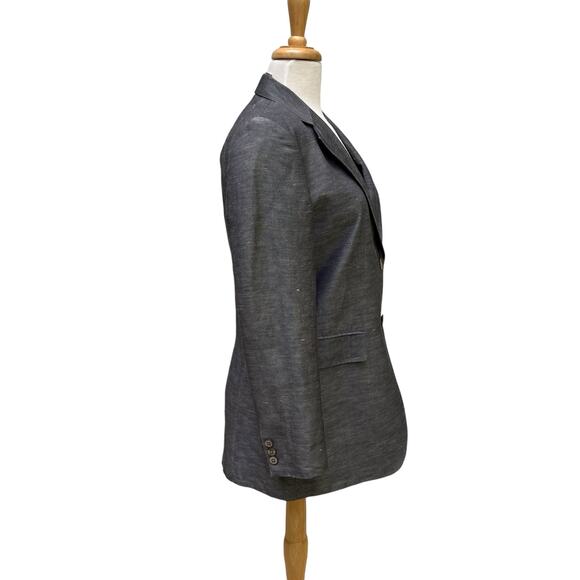 DKNY Blazer Sz 4 Linen Silk Blend Long 2 Button Lightweight Minimalist Preppy - Picture 7 of 13